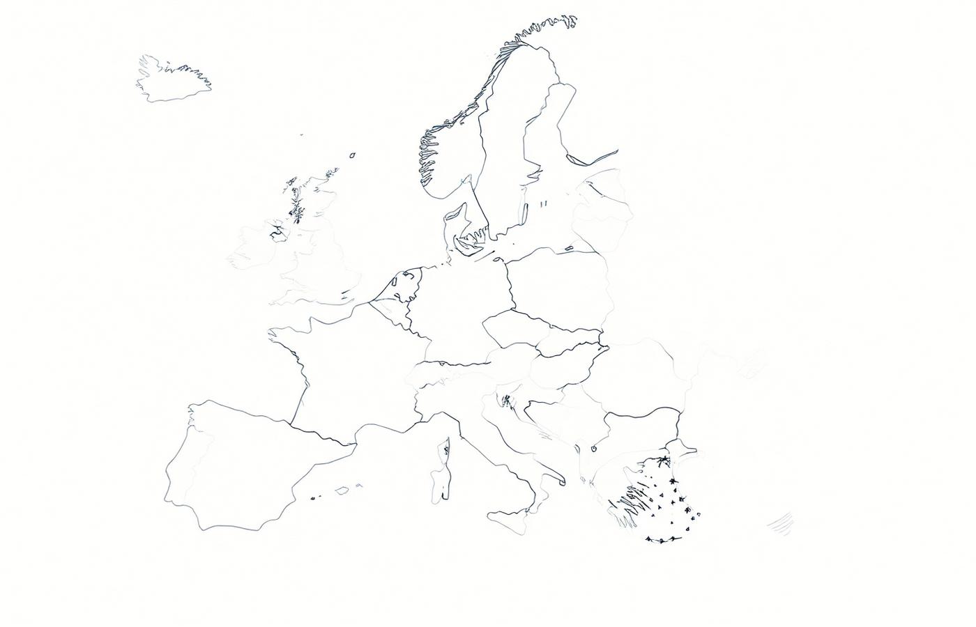 Abstract line map of Europe used as an editorial motif